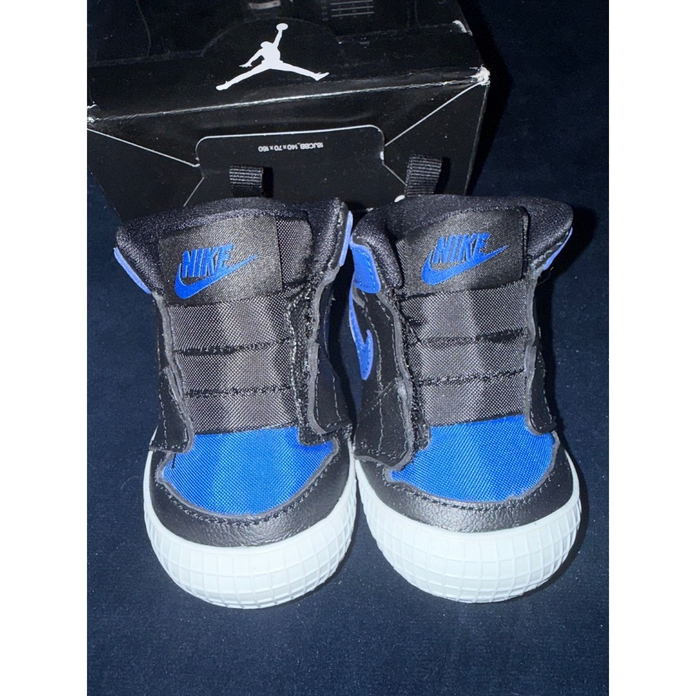 Nike Jordan 1 Crib Bootie Black Varsity Royal Blue AT3745-007 Infant Size 3C